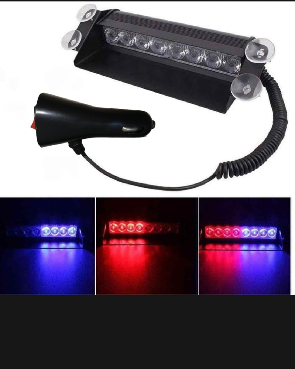 Red and blue 8 Led police flasher Light for dashboard