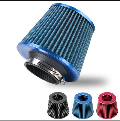 Universal Cold Air Intake Filter - Red - Universal Car Air Filter Vehicle Induction High Power Mesh | Auto Cold Air Hood Intake