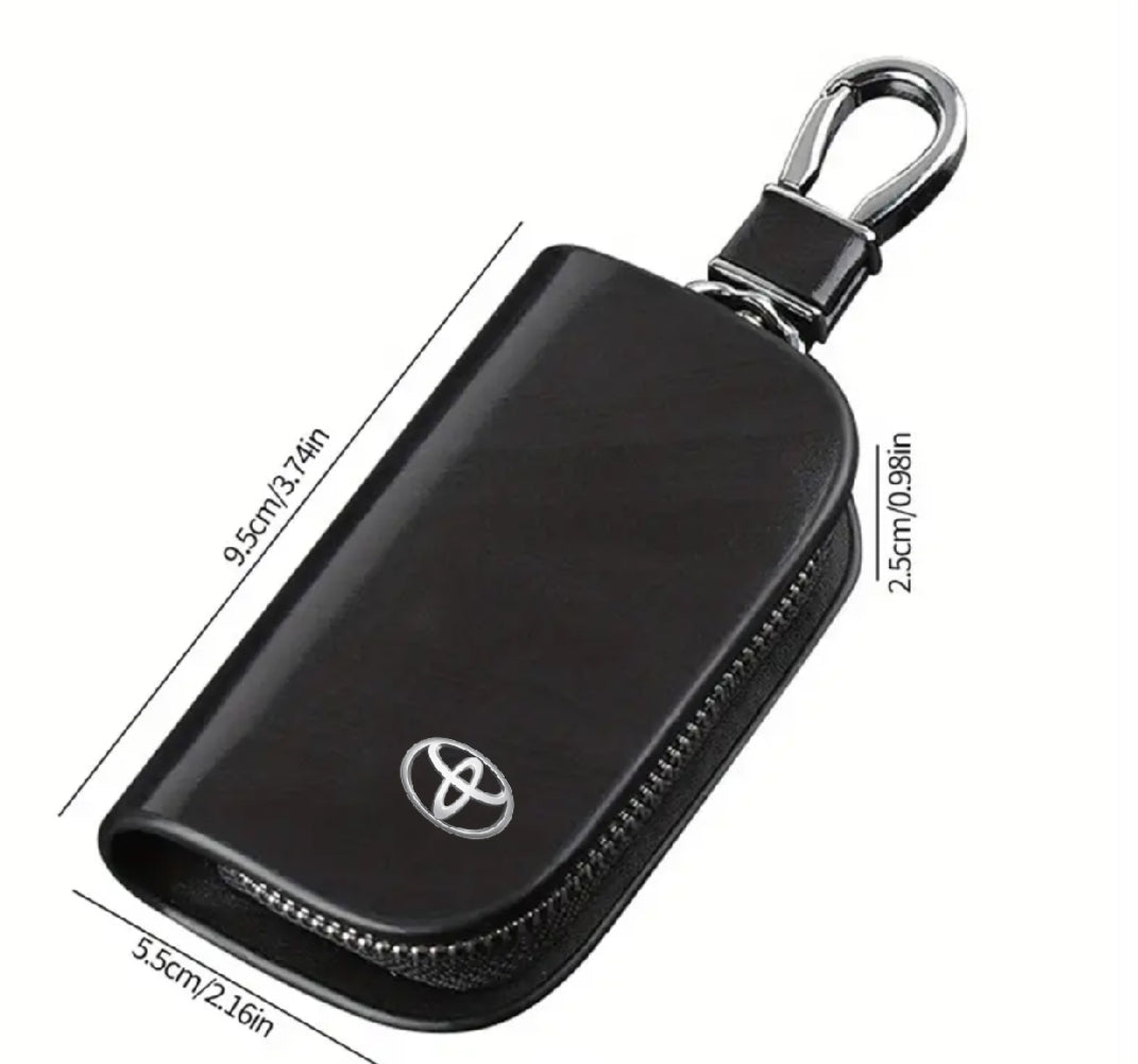 Toyota Zipper Key Cover Pouch Carbon Fiber with Keychain Ring