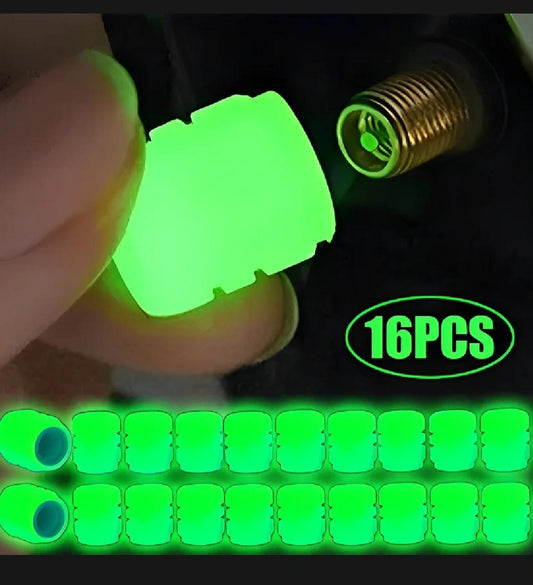 Glow In The Dark Tire Tyre Air Valve Nozzle Caps Green - 4/16 Pieces