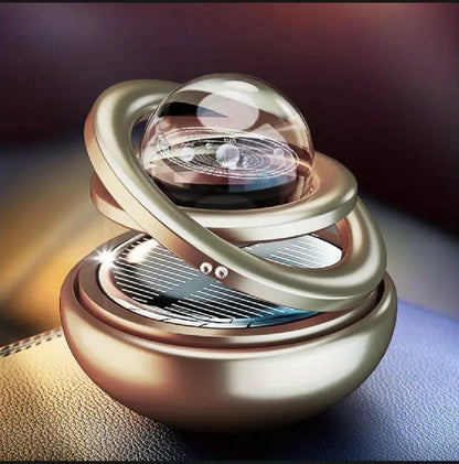 Double Ring Suspension Solar Car Perfume - Multi Color - Rotating crystal ball