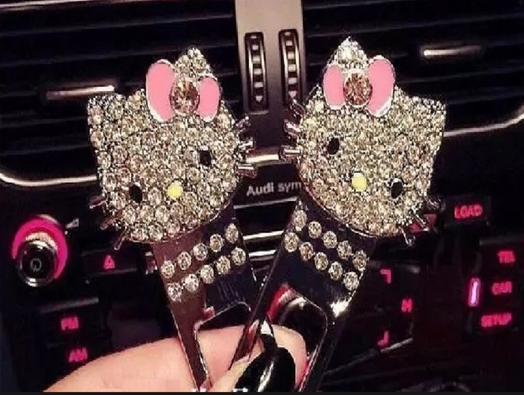 Kitty cartoon Seat Belt Clips Diamond Style-Car Safety Alarm Canceler Stopper