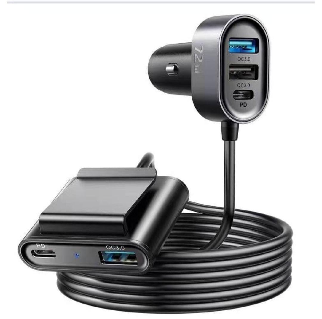 72w 5-port fast car charger Usb C- Charge for i.phone Samsung google pixel and android phone