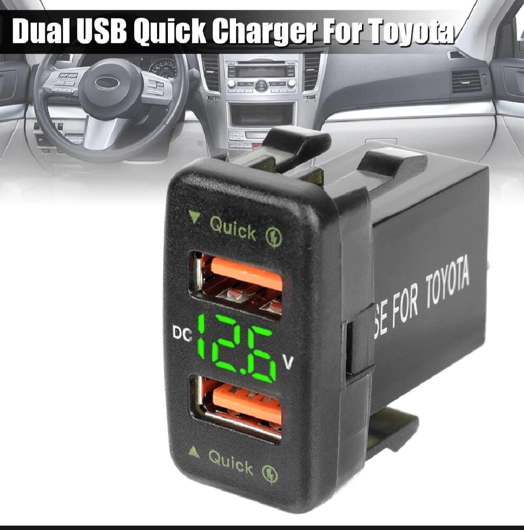 12/24w dual car USB socket charge LED voltmeter quick charger