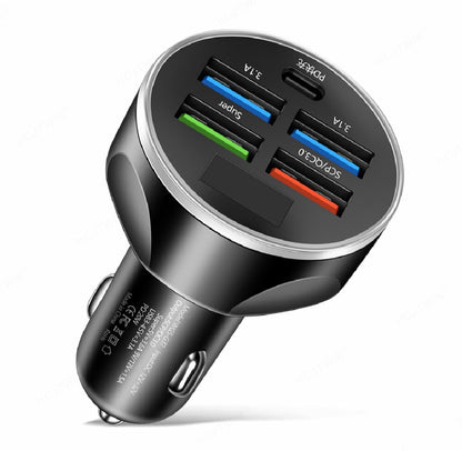 4USB Pd 250w  Car charger type c Fast charging Auto mobile phone adapter