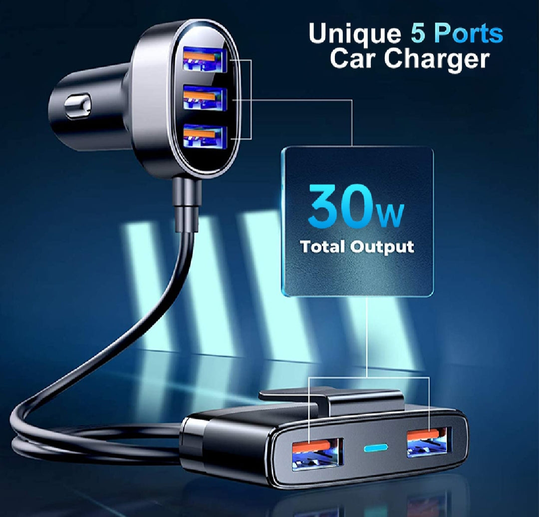 5 Multi USB car charger adapter 6.2A