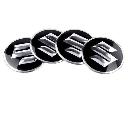 Suzuki Wheel Cap Logo Black - 4 Pieces - Center Hub Badge