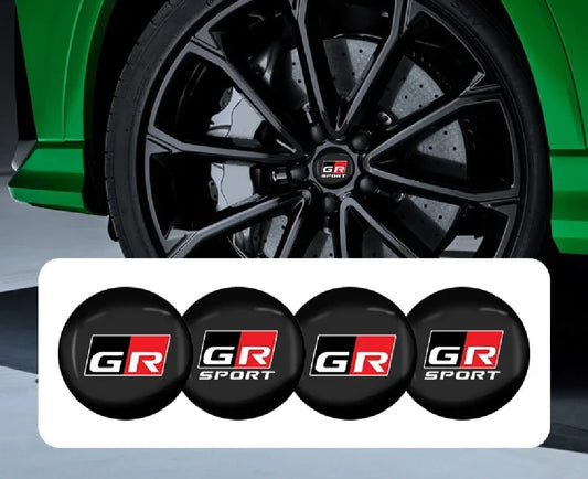 GR Sport Wheel Cap Logo Full Black - 4 Pieces - Center Hub Badge