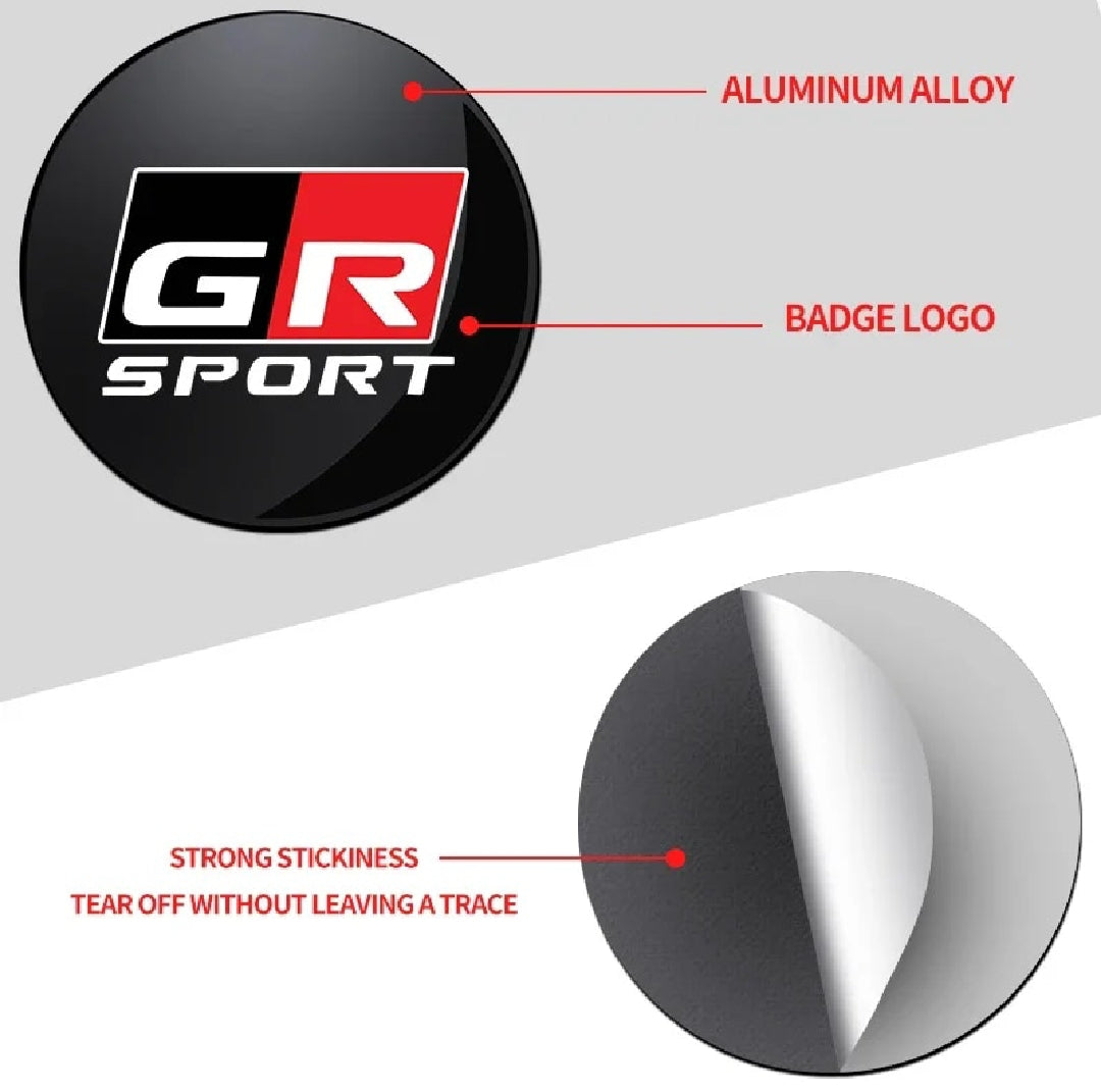 GR Sport Wheel Cap Logo Full Black - 4 Pieces - Center Hub Badge