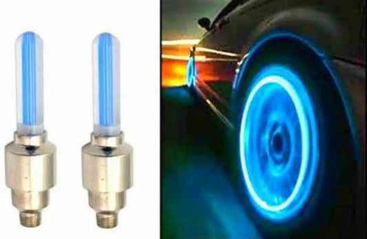 Tire Tyre Valve LED Air Nozzle Blue -High Quality Aluminum LED Tyre Valve Caps | Wheel Tire Covered Protector Dust Cover