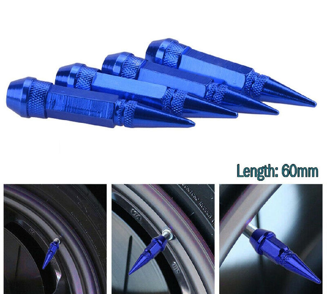 Bullet Tire Tyre Air Valve Nozzle Caps Blue Color