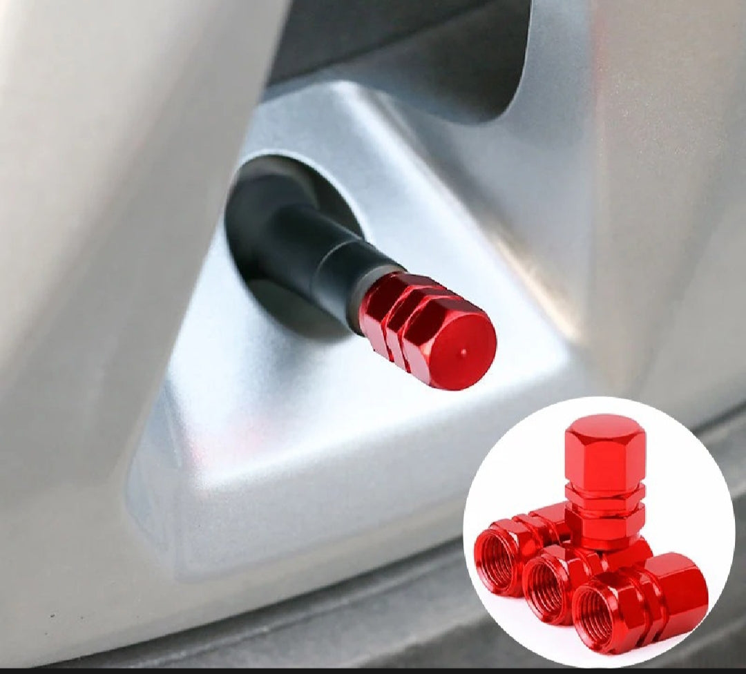 Tire Tyre Air Valve Nozzle Caps - Red - High Quality Tyre Valve Caps