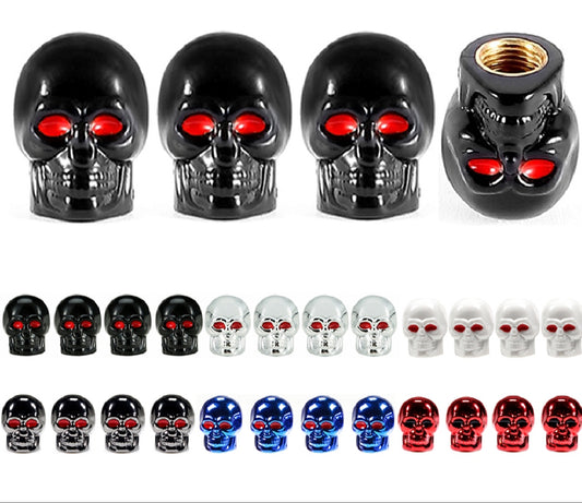 Skull Tire Tyre Air Valve Nozzle Caps Silver